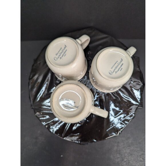 Cumberland Stoneware Replacement Cups Mayblossoms w/Brown Rim Lot of 3 - Picture 7 of 8